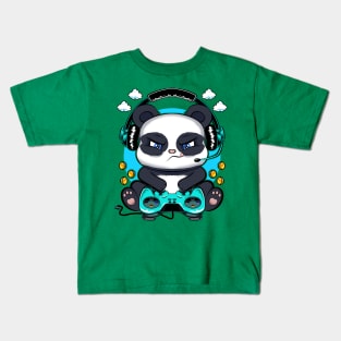 panda gamer, game addicts Kids T-Shirt